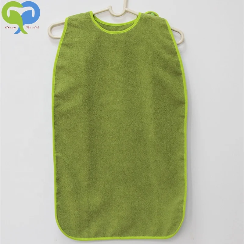 Terry Cloth Adult Bib Waterproof aprons for Eating Reusable Mealtime Clothing Protector for Elderly and Patients Washable