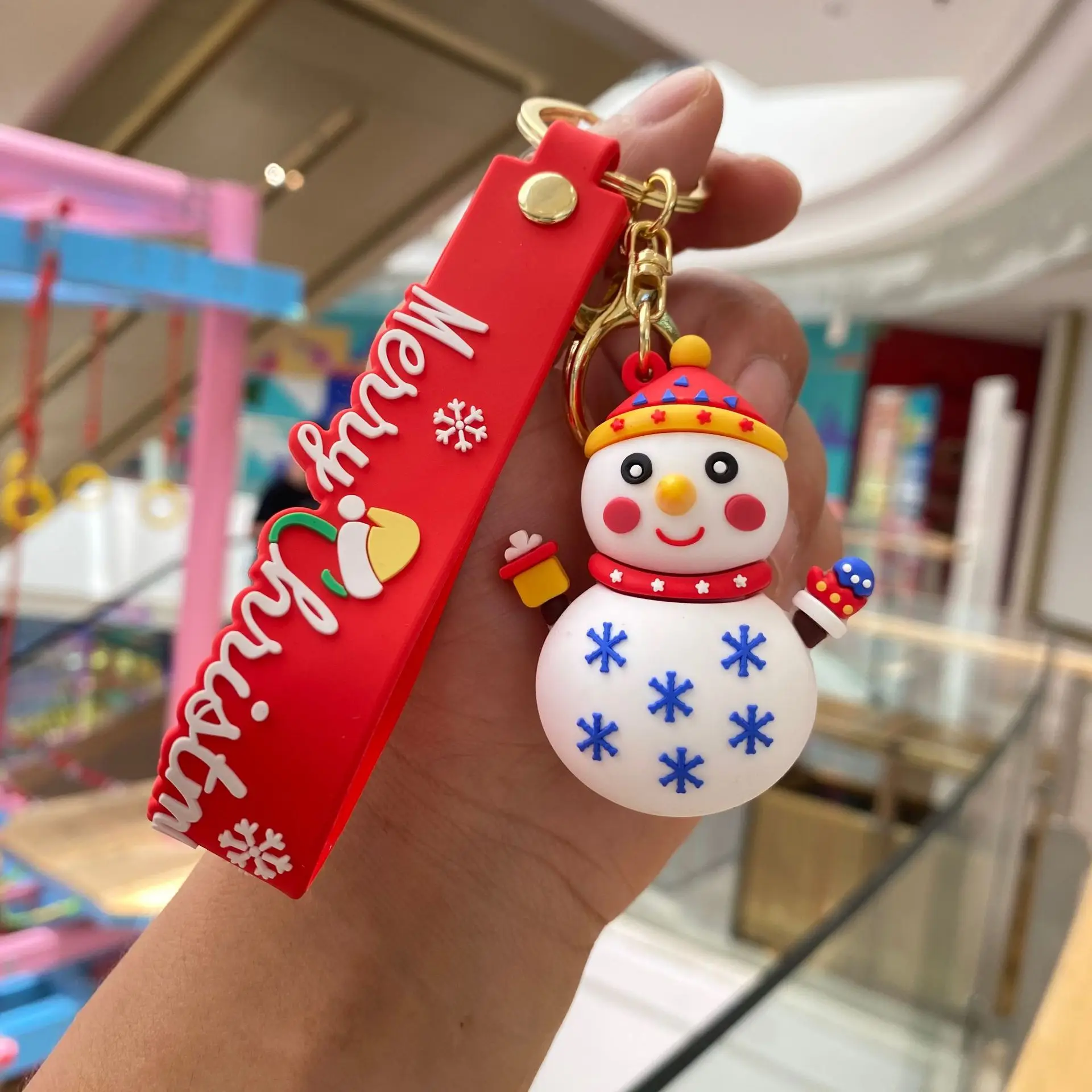 2024 New Christmas Tree Santa Snowman PVC Rubber Christmas Keychain Promotion Gifts Car Bag Pendant Santa Christmas Keychain