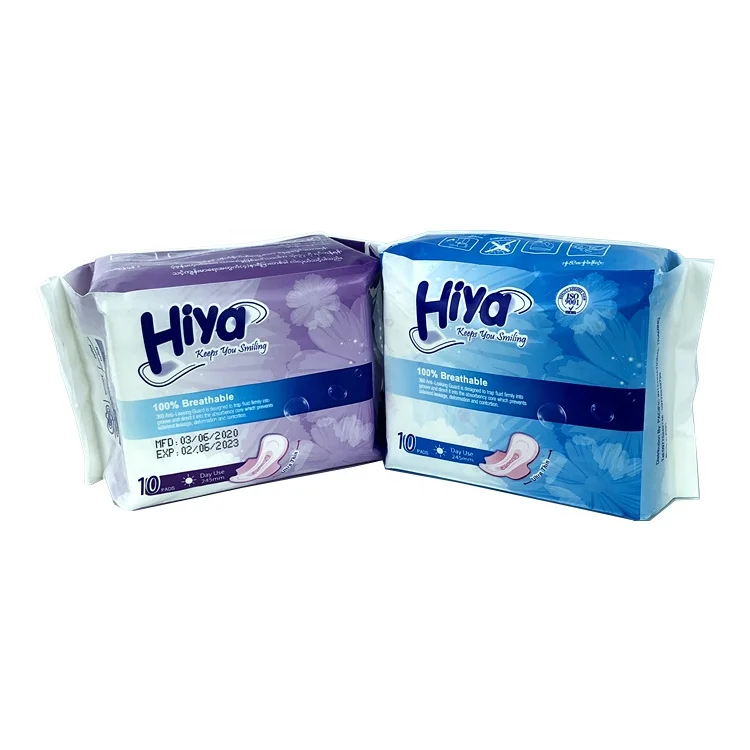 Женские Гигиенические товары, хлопковые обычные крылатые гигиенические прокладки, синяя полоска с принтом, дешевые гигиенические салфетки для женщин