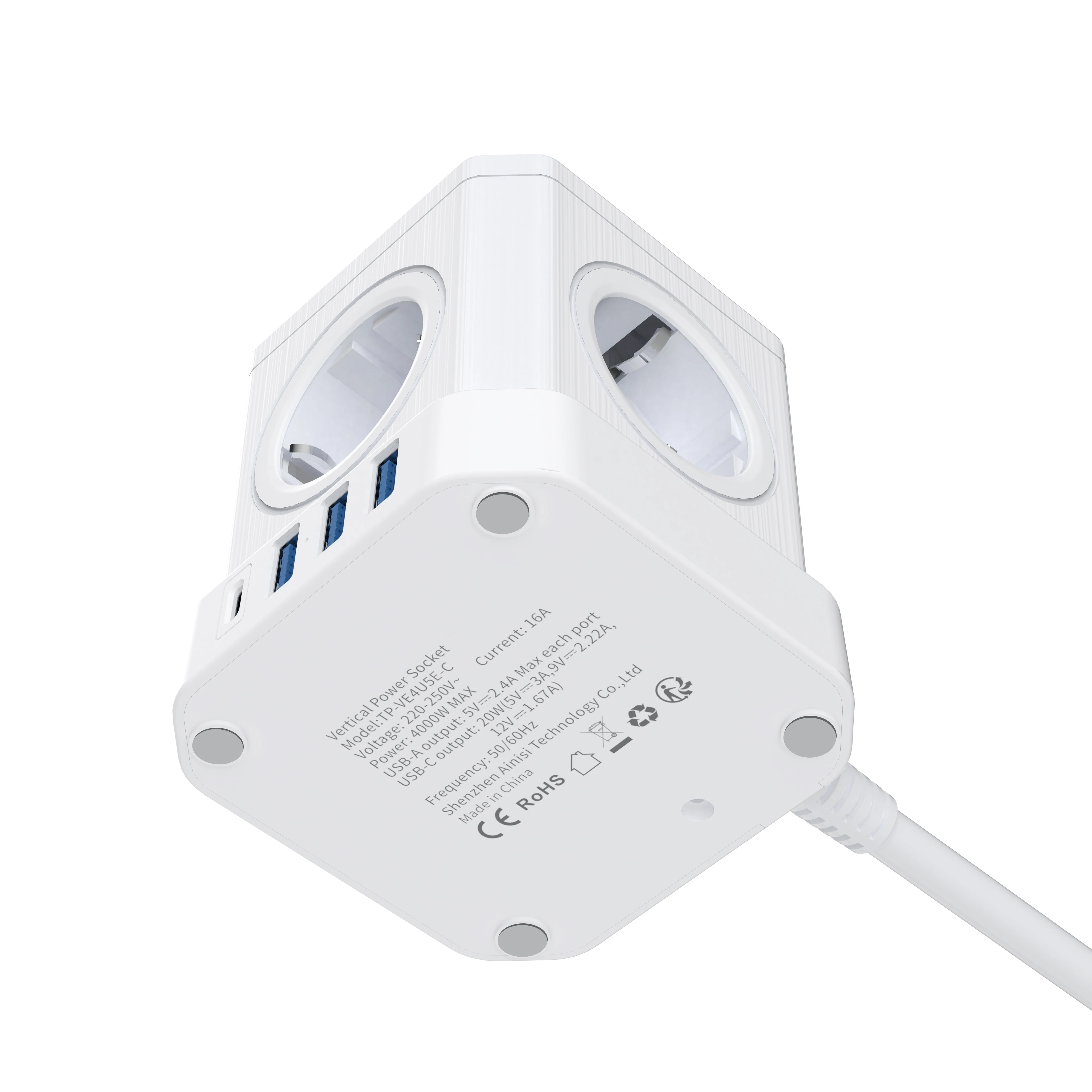 High Quality Desktop Power Smart Office Cube Tower Socket EU Power Outlet with PD fast charging