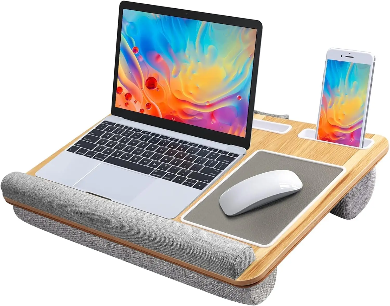 Lap Desk - Fits up to 17 inches Laptop Desk, Built in Mouse Pad & Wrist Pad for Notebook