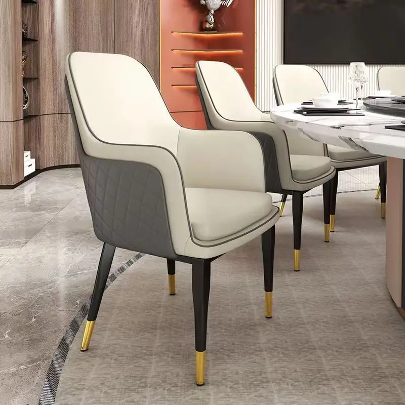 Italia style Luxury Dining Room Hotel Furniture Leather Armrest chair Upholstery Dining Chairs