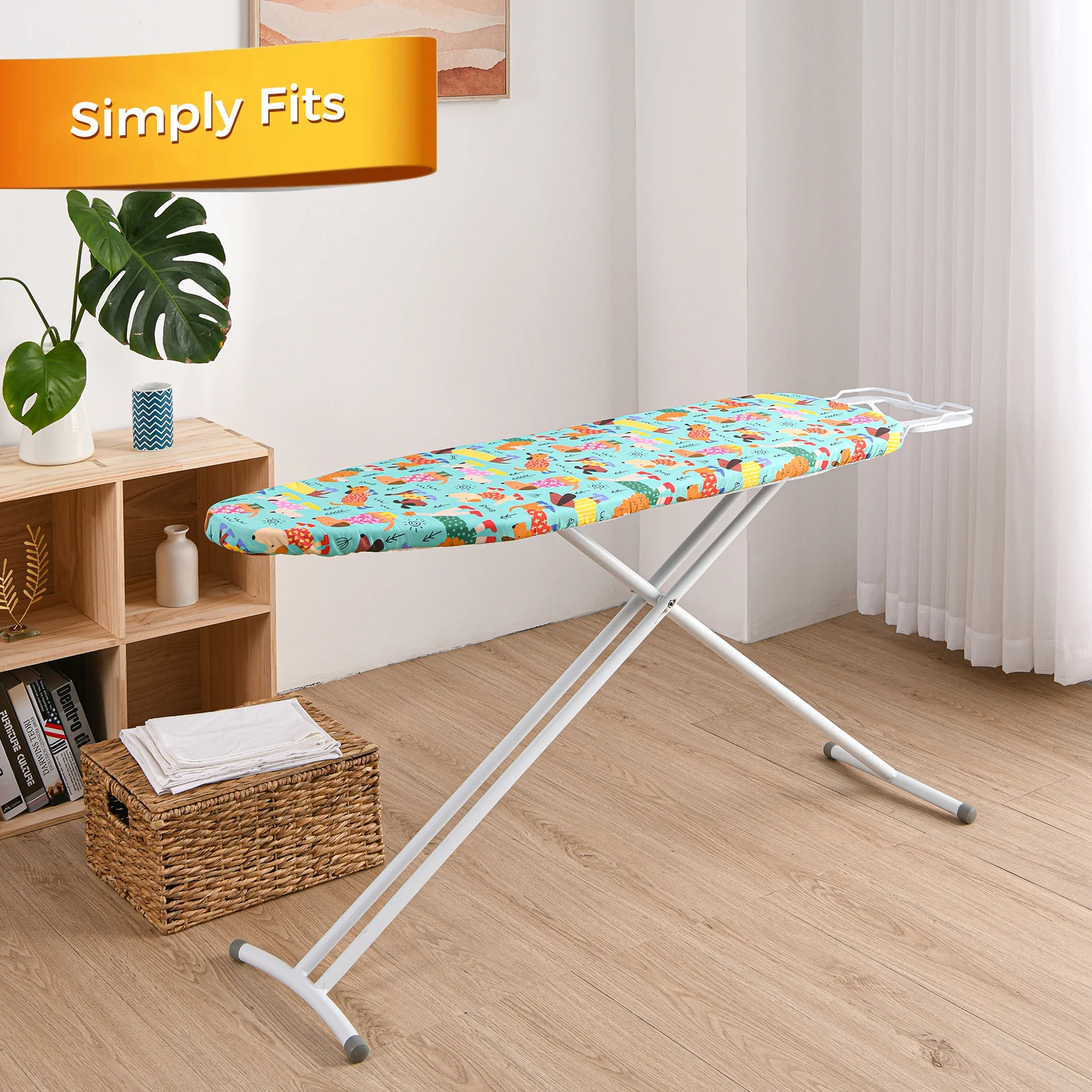 High Quality Cotton Heat Resistance 250gsm 2-Layers 124*38 cm Lovely Dogs Ironing Board Cover With Elastic Edge