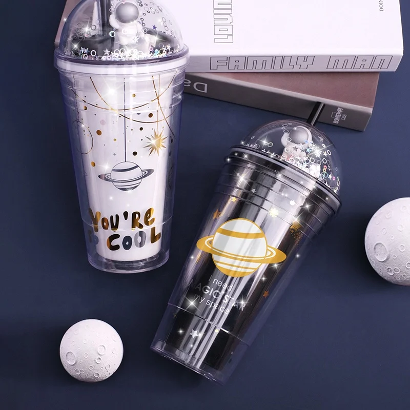 
Girlwill Astronaut Plastic Mugs With Dome Lids And Straws Tumbler Cups Wholesale Custom Logo Supports Sublimation & Silkscreen 