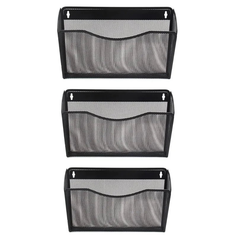 Customized Office and Home Mesh Wall Mounted File Holder Metal Hanging Vertical Wall File Pocket Organizer