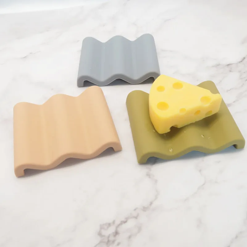 Shower Bathroom Self Draining Waterfall Soap Tray Saver for Bar Soap Silicone Dishes with Drain Bar Soap Holder