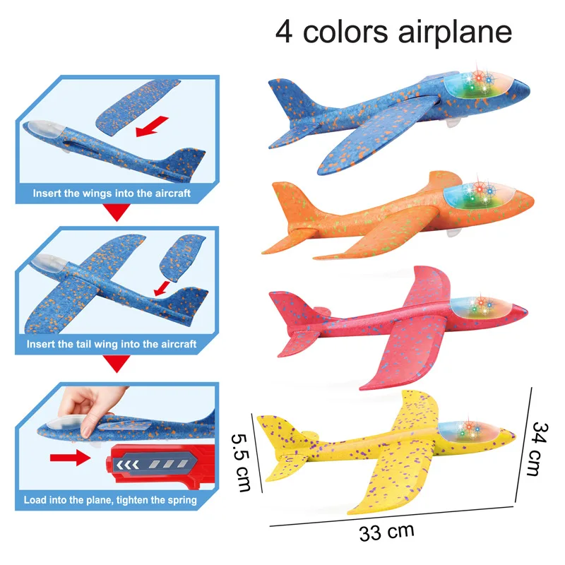 hot sale catapult airplane gun toys 2 in 1 plane gun toy eject flying EVA foam flying gliding plane shooting guns