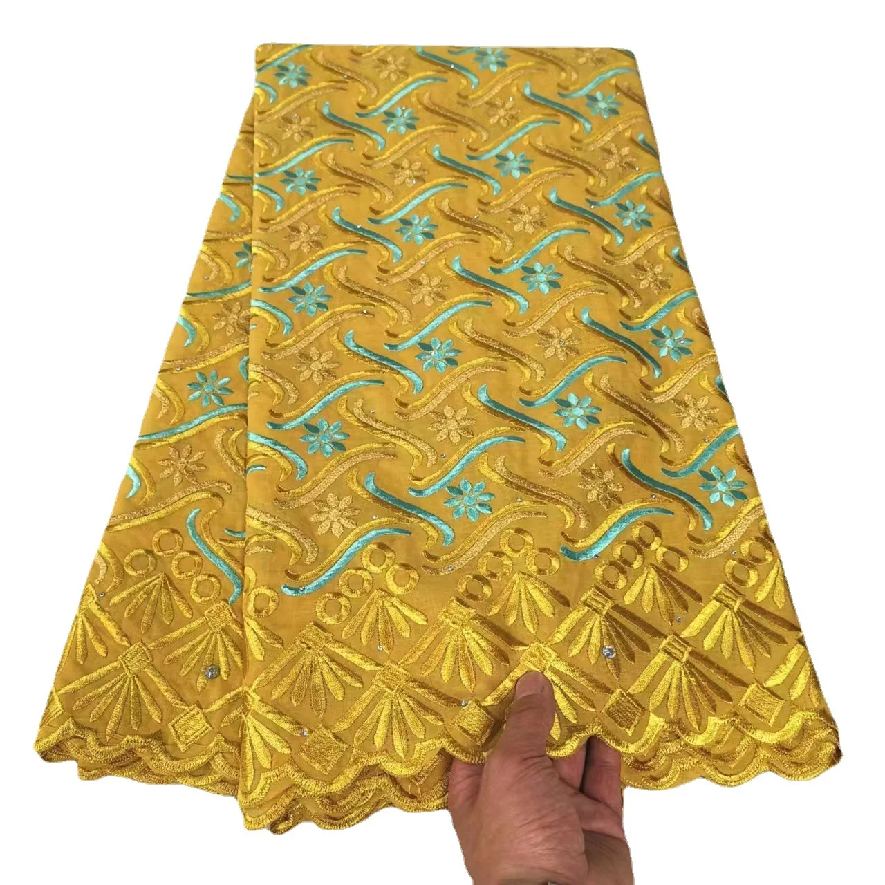 African Lace Fabric Embroidery Fabric 100 Cotton Embroidery lace Small Diamonds Ethnic Style African Lace