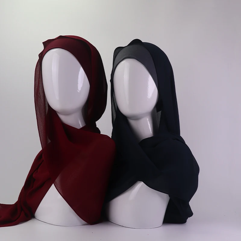 Finest Hijab Prefect Matching Heavy Chiffon Hijab Set Matching Color Chiffon Hijab With inner cap