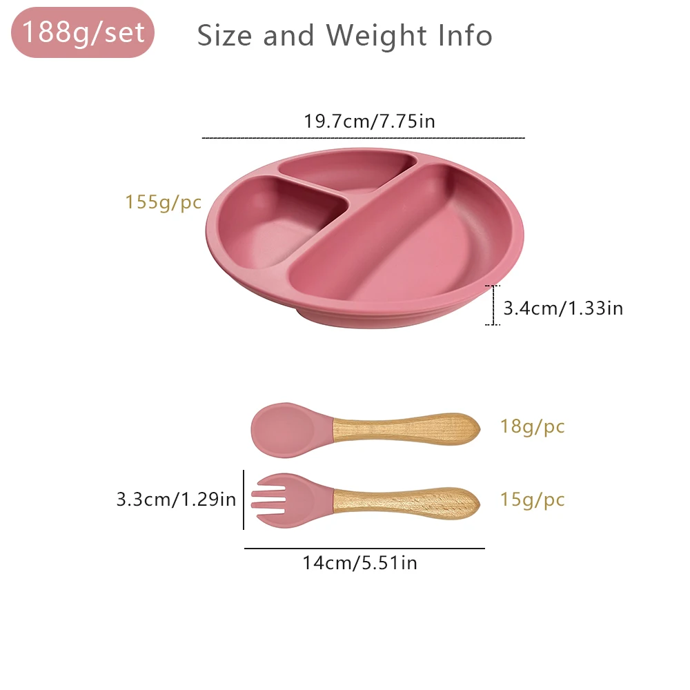 BPA Free Silicone Round Plate Divided Plate Non-slip Unbreakable Plate Baby Dish Toddler Dining Bowl Custom Logo