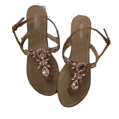 Новый дизайн; Женские модные сандалии с одним ремешком; Женские Вьетнамки со стразами