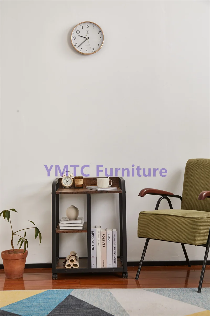 Wooden And Iron Furniture Multi-layer shelf living room side table