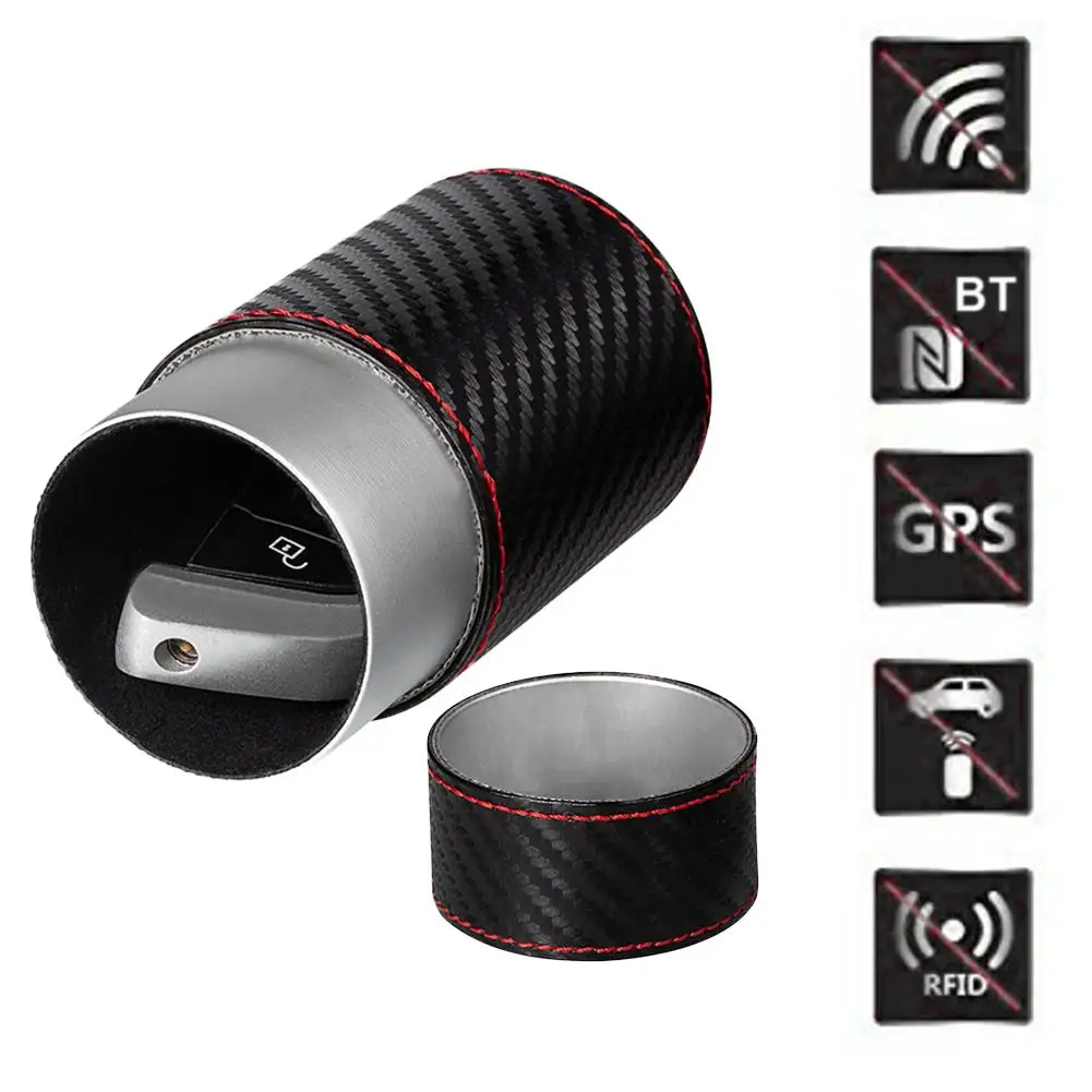 Кожаный Алюминиевый автомобильный брелок для ключей Faraday блокировка RFID входного сигнала