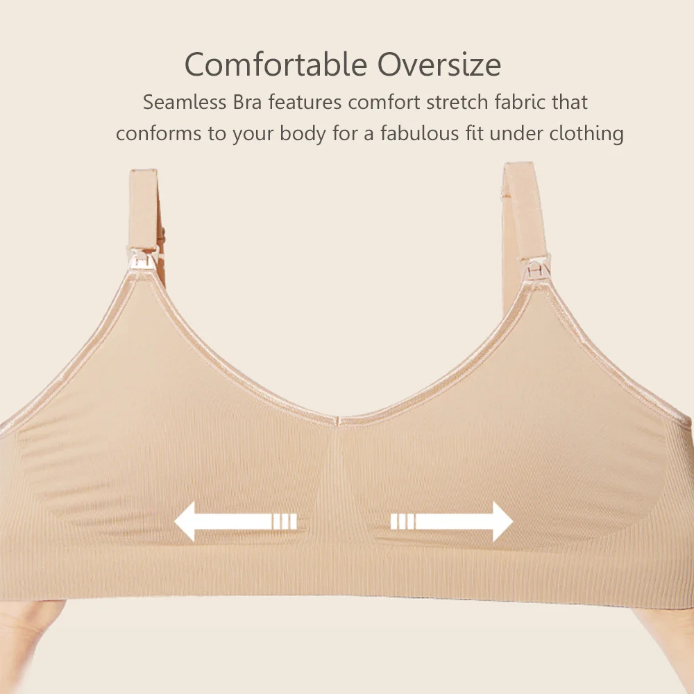 Sunveno Nursing Breastfeeding Bra Maternity Underwear Oversize Seamless Bra Comfort Stretch Fabric Bra Pregnancy Clothes