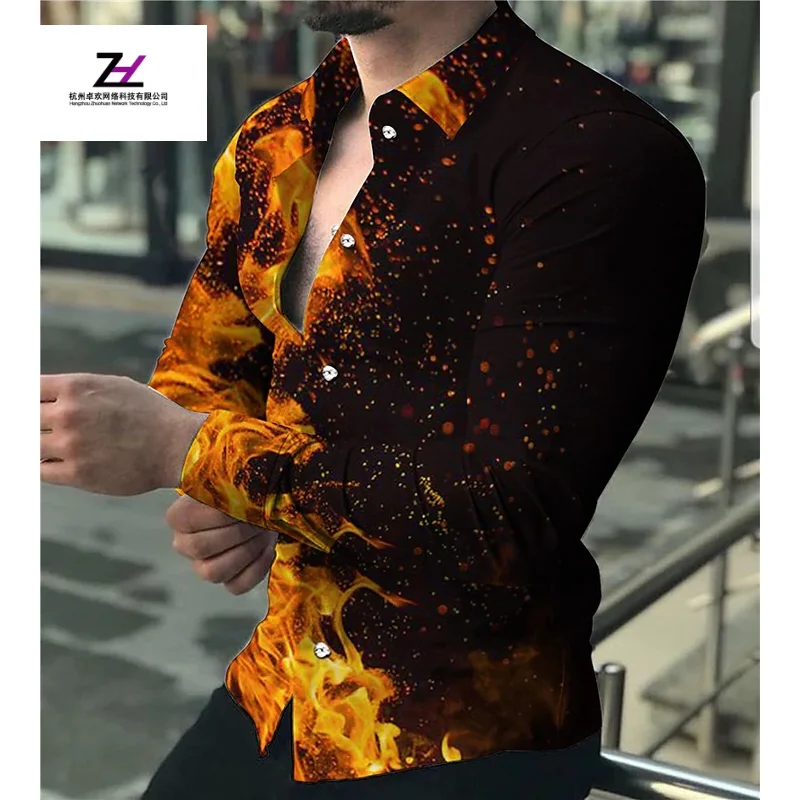 fashion shirts custom silk slim  men tee dress shirts casual clothes long sleeve printing shirts for mens