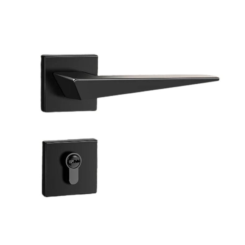 Modern luxury Italian Matt Black interior door knobs mortise Accessories European Zinc Aluminum Square Lever lock Handles