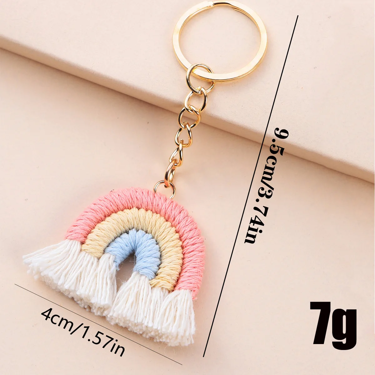 Lovely Hand Knitted Rainbow Tassel Keychain For Women Girl Cute Weave Pendant Key Ring Fashion Braid Jewelry Gift Accessories