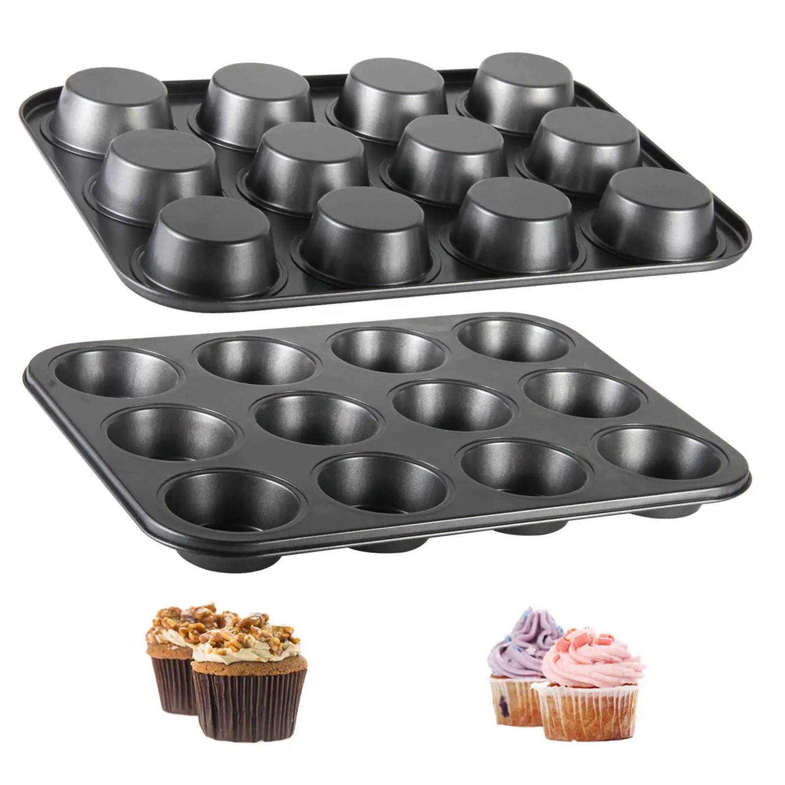 
Muffin Pan, 12 cup Nonstick Cupcake Baking Pan, Heavy Duty Steel Muffin Tray 