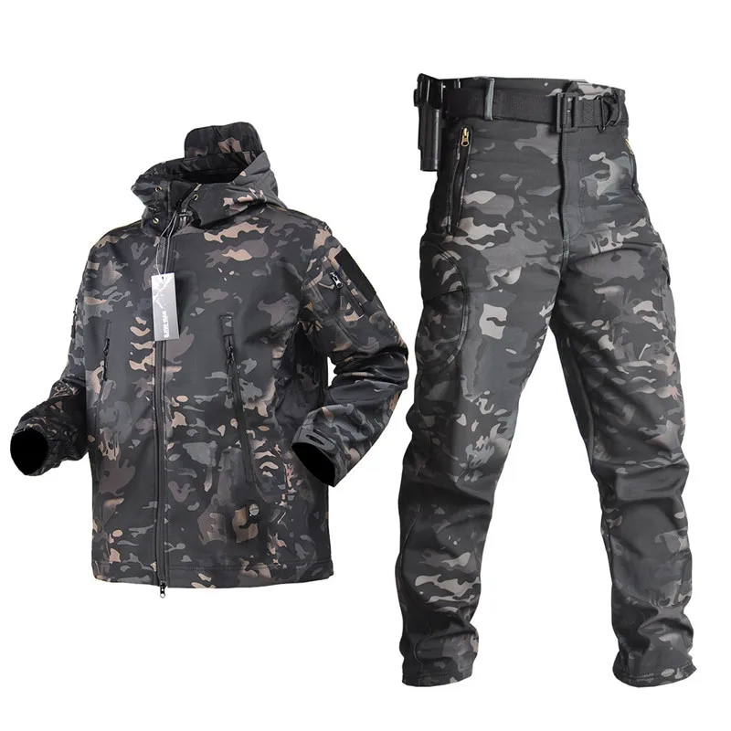 TAD Soft Shell Camouflage Polar Fleece Jacket CP Camouflage Waterproof Breathable Fleece Rash Suit Camouflage Winter Jacket