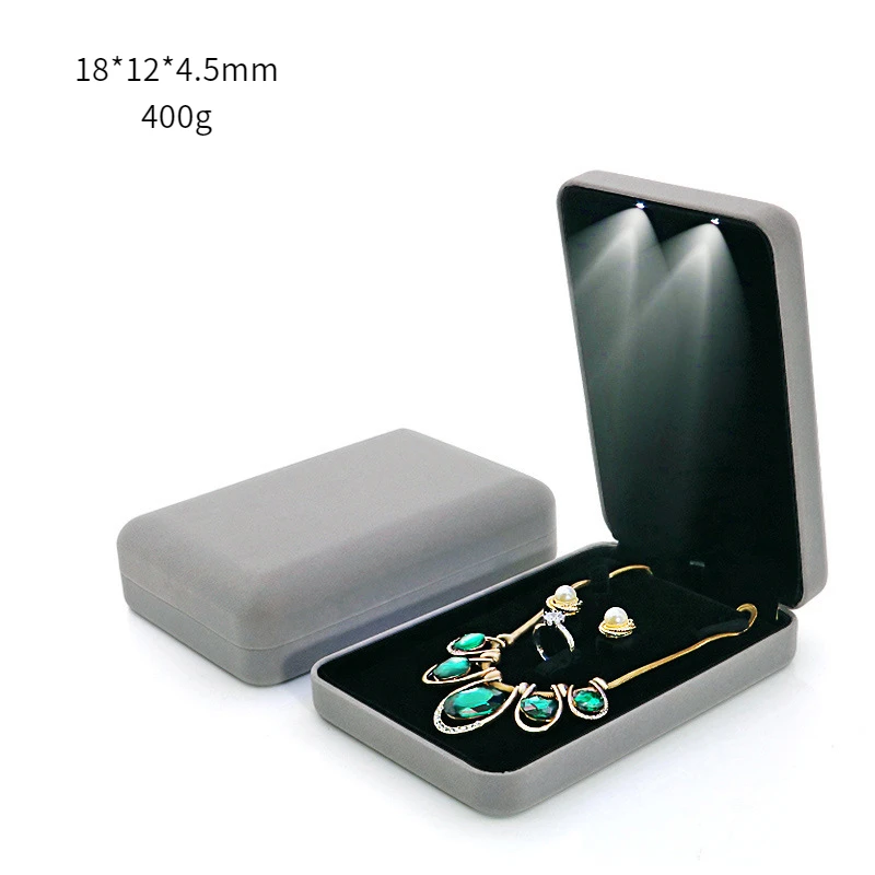 Custom Led Pearl Necklace Double Ring Earrings Jewelry Storage Packaging Case Gift Organizer Jewellery Box Set With Light
