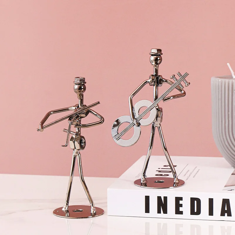 Creative Vintage Band Music Figurine Jazz Musician Statue Ornaments Home Desktop Metal Iron Art Iron Man Retro Decorative Crafts