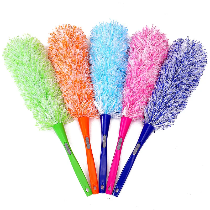 Long Plastic Soft Magic Hand Colored Feather Duster Anti Static Duster For Housework