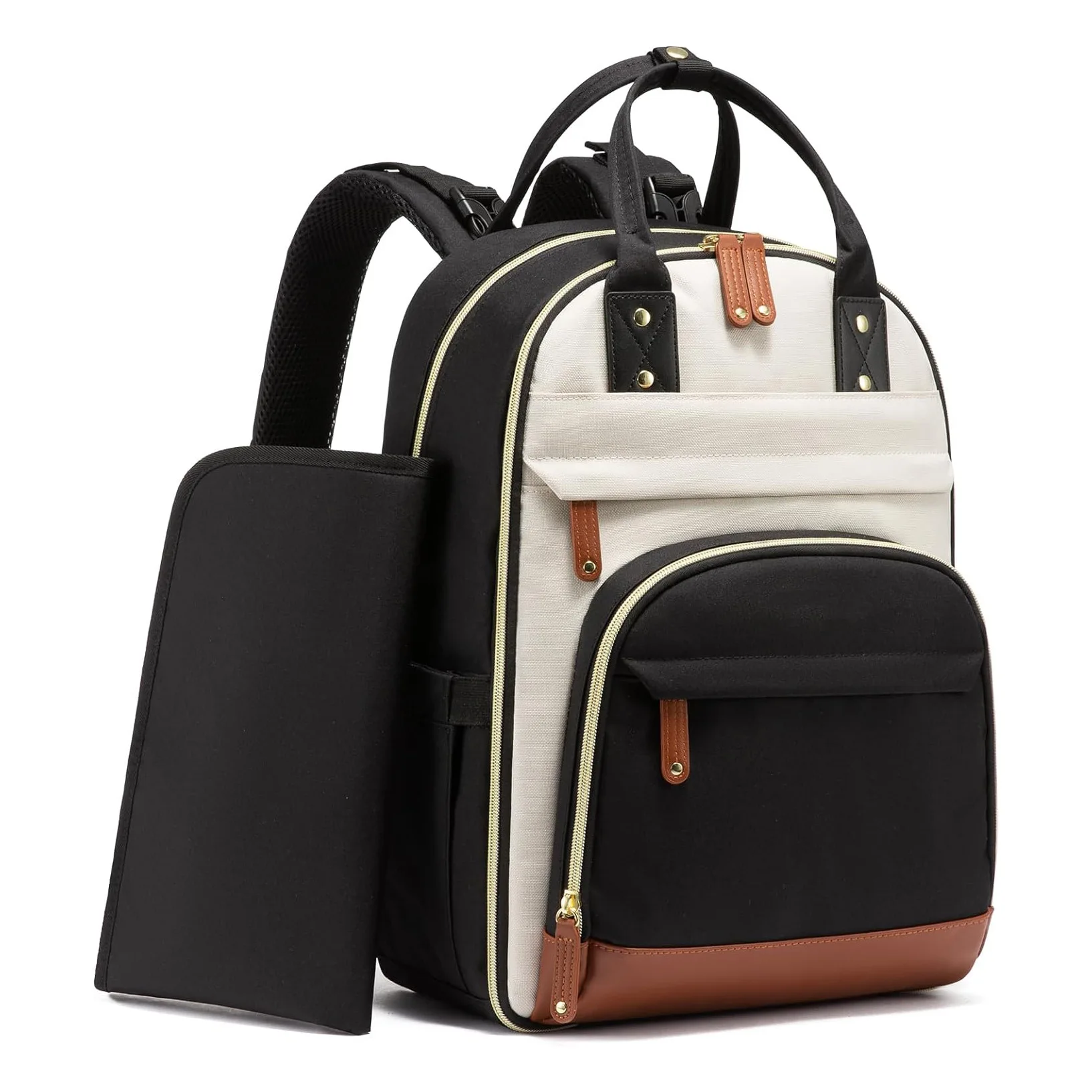 Baby Bag with Changing Pad Baby Registry Bag for Mom Dad with Stroller Buckles Large Waterproof Diaper Bag Backpack