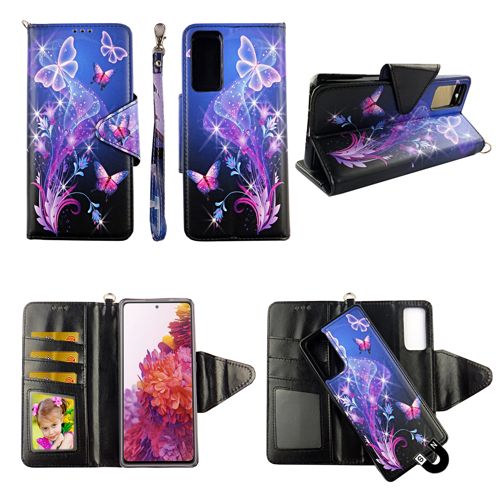 Wholesale Customizable Leather Water Phone Case Detachable Car Bag Flip Mobile Cover For Samsung Galaxy A03 Core A04s A02 A01