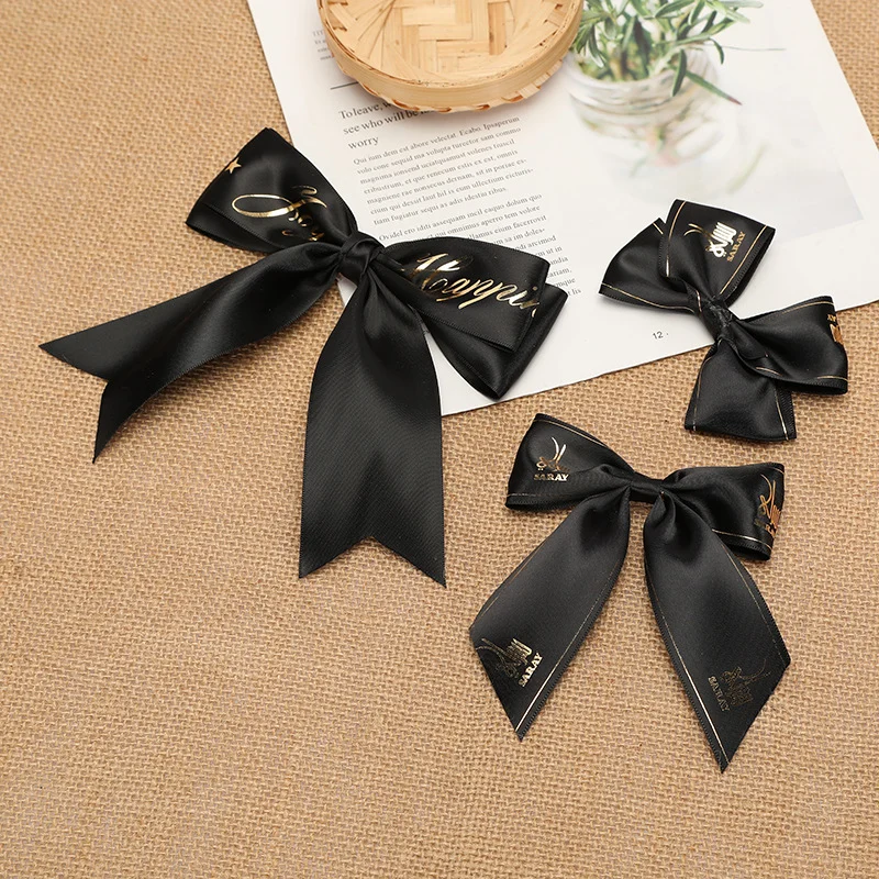 Wholesales Gold Sparkle Ribbon Bow Handmade Diy Satin Ribbon Bow Decorative Ribbon Bow For Perfume Bottle