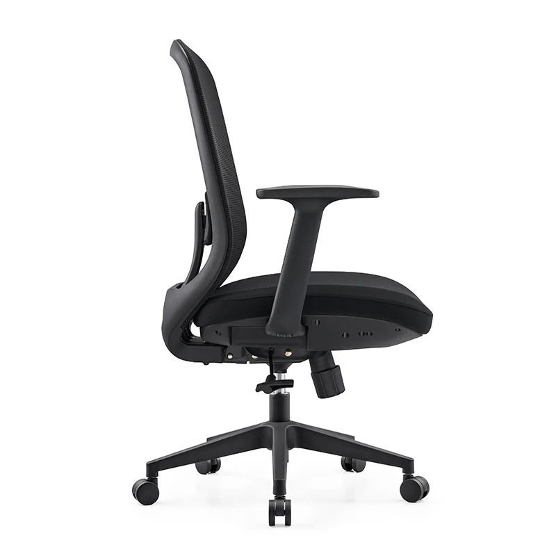 Nylon Back Frame Black Staff Lift Rotating Office Chair Lumbar Protection Mid Back Mesh Chair For Conference Meeting Room