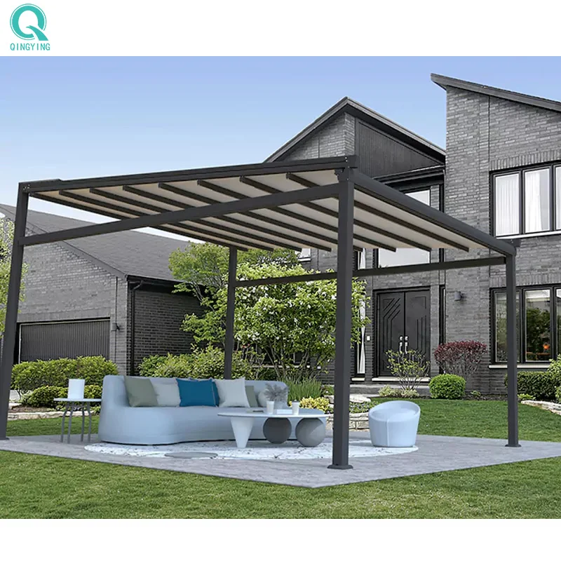 QINGYING outdoor roof 4 post free standing square tube pergola