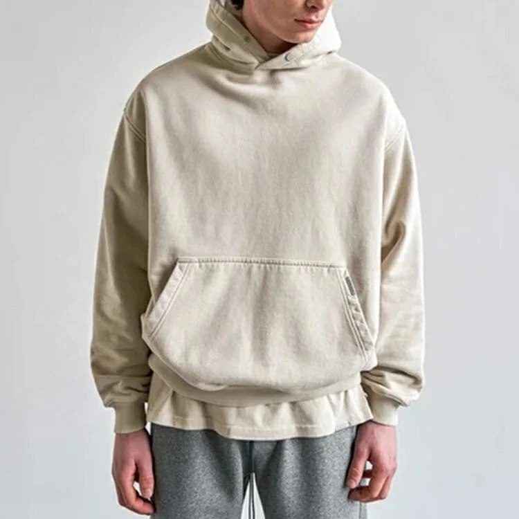 Heavyweight Baggy Oversized Fleece French Terry Hoodie Luxury 100% Cotton Custom Snap Button Pullover Essentials Hoodie