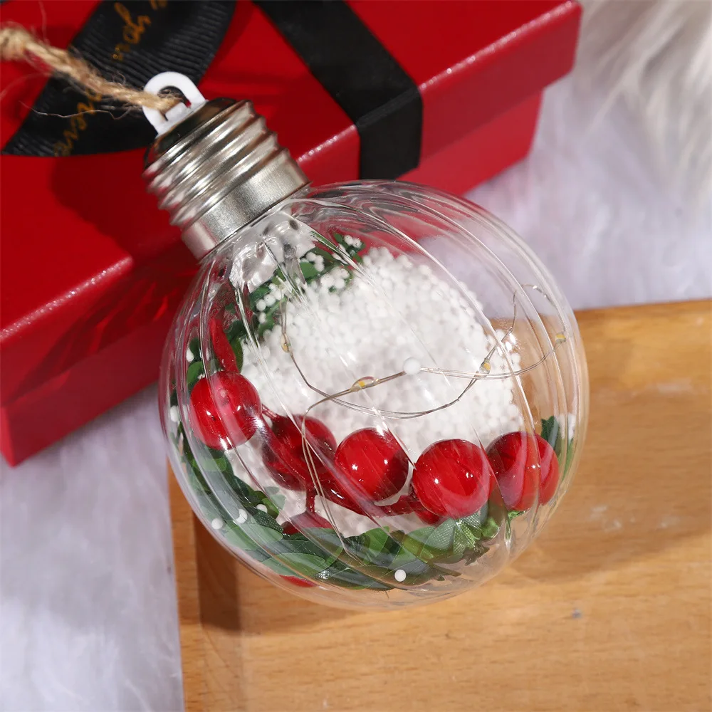 Luxury Personalize Plastic Baubles Lights Up 8 Cm Led Plastic Christmas Tree Balls