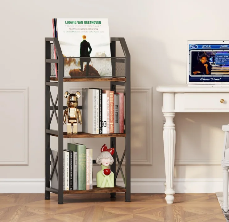 3-Tier minimalist style creative albums books record magazine file holder customized best selling vinyl record storage