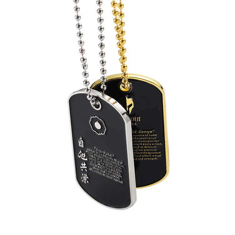 Manufactures Custom Dog Tag Gold Silver Plated Enamel Dog Tag Black Zinc Alloy Metal 2d 3D Logo Letter Dog Tag Necklace