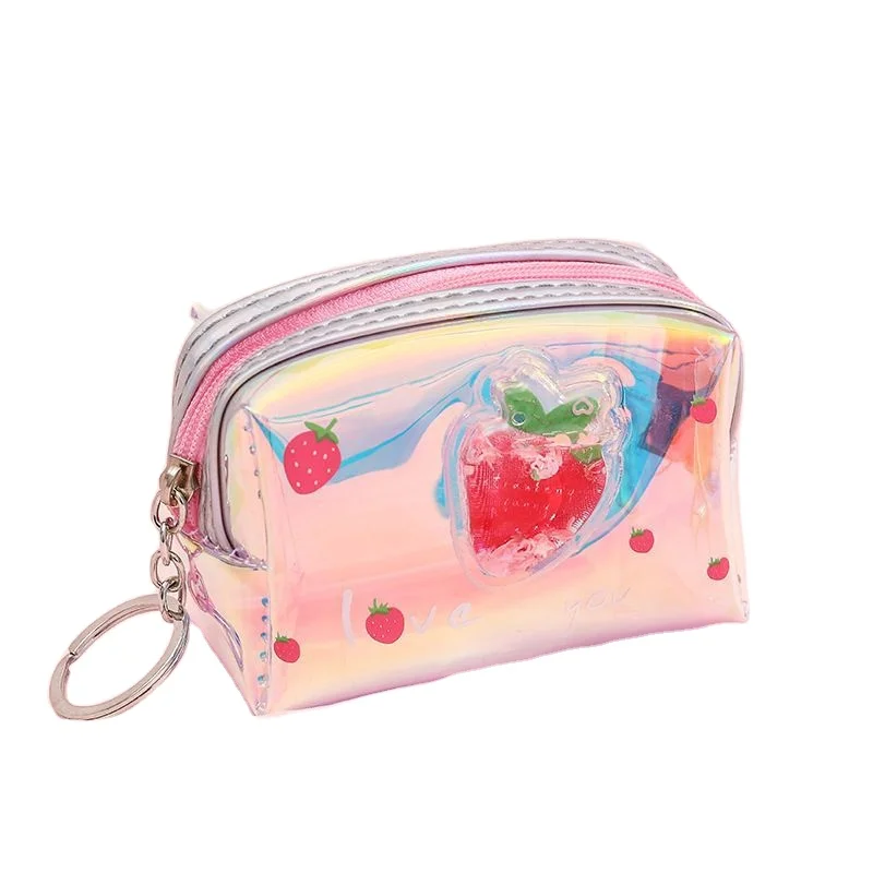 
OEM Custom Transparent Cosmetic Pouch bags Luxury Print Clear Holographic make up bags with personal logo 