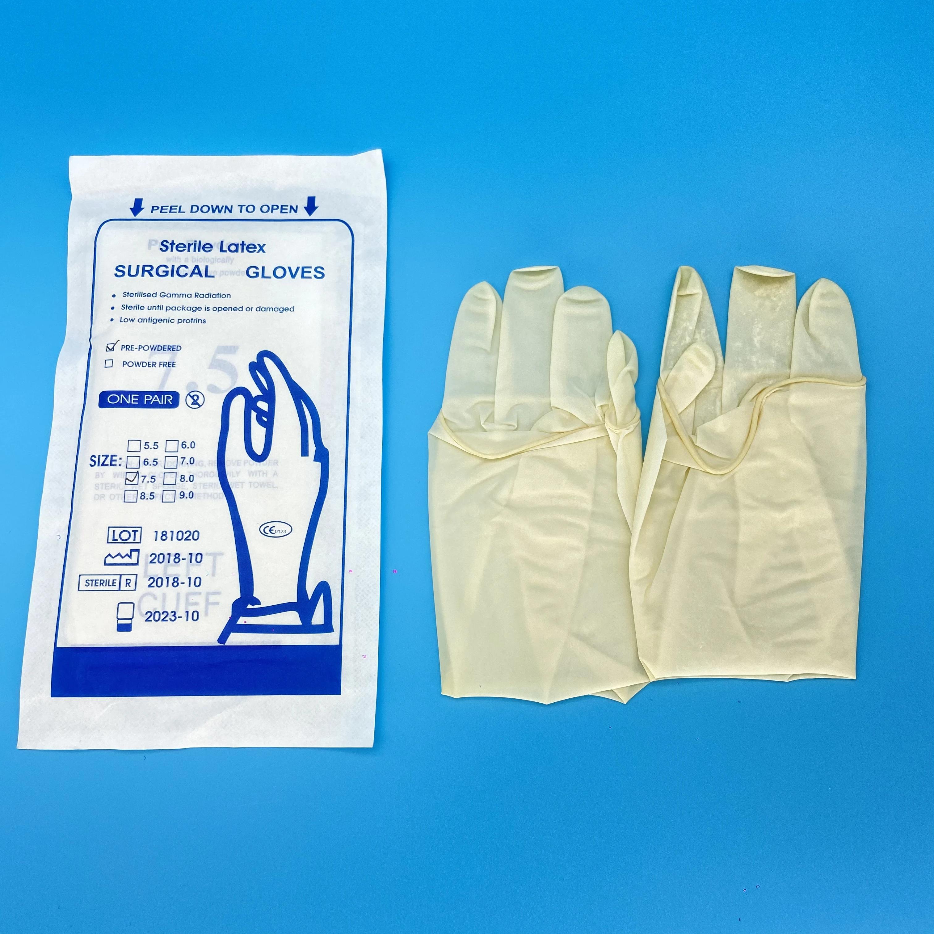 Disposable Medical Latex Gloves Powdered or Powder-Free Sterile Latex Surgical Gloves Powdered with CE and ISO