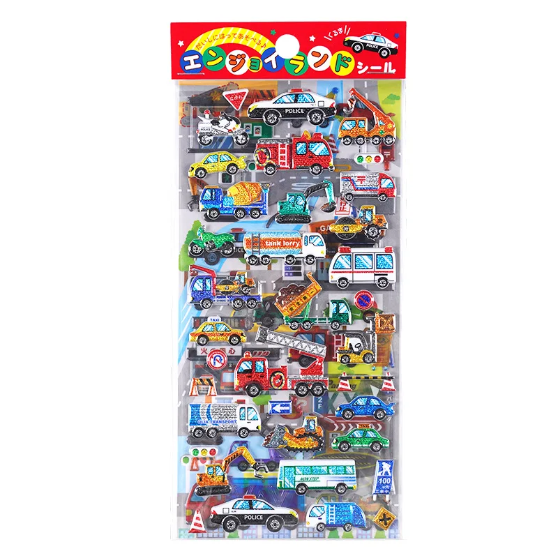 Custom Boys Cartoon Stickers Ocean Animal Glitter Reward for Auto Vehicles Like Trucks Excavators Buses Taxi