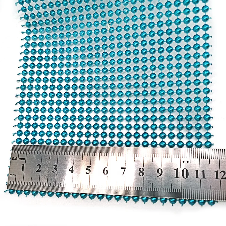 Manufacturer 24 rows light blue plastic Half spherical beaded mesh pearl trimming for DIY decoration