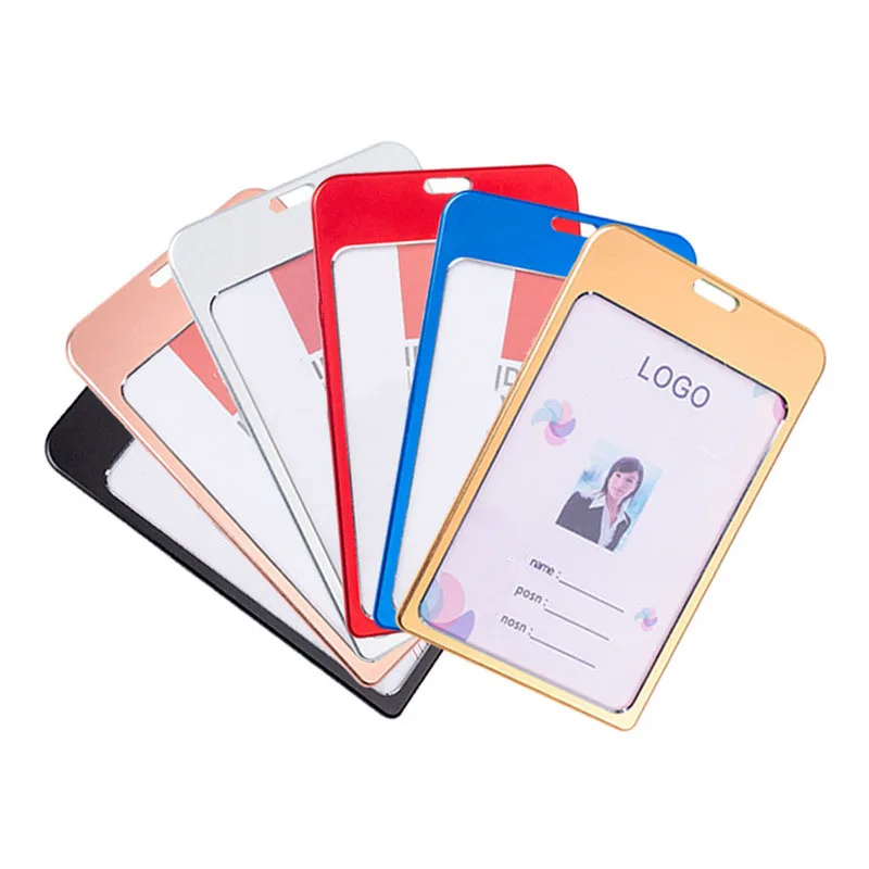 High-Grade Aluminum Alloy Employee Working School Bus ID Card sleeve metal name tag lanyard wholesale