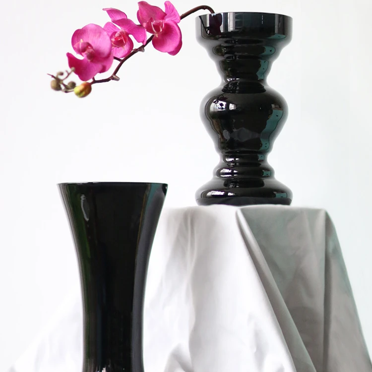 Nordic modern black glass vase for Flowers Flower Decoration for Home Office