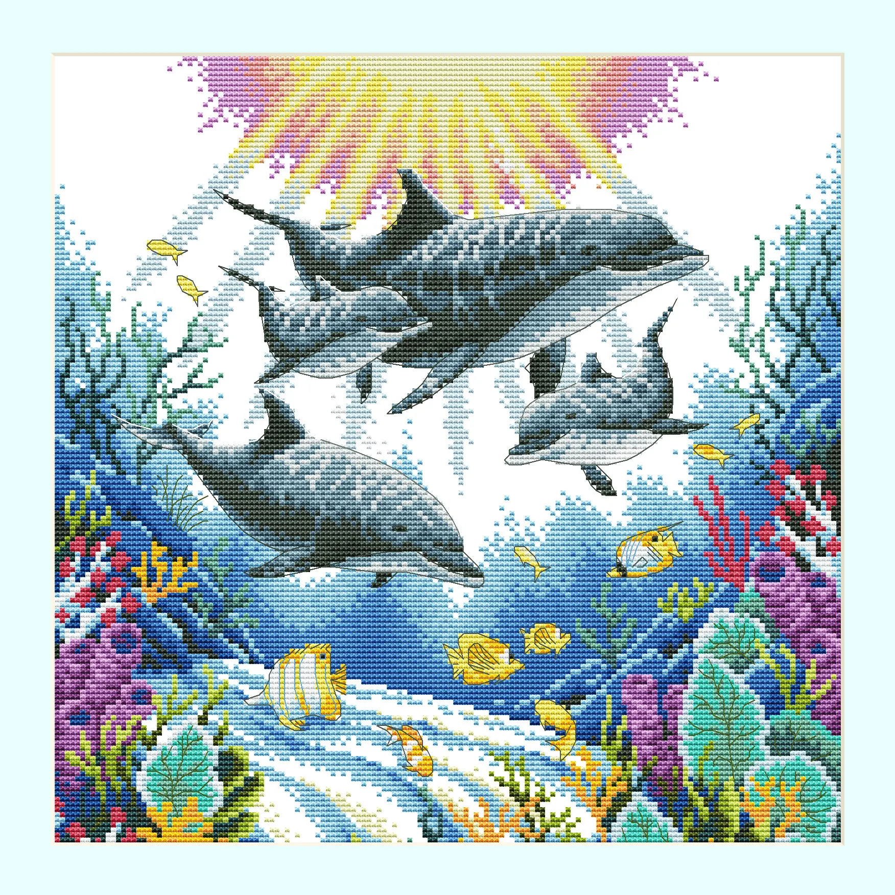 2022 Top Quality Needlework printed cross stitch colorful Europe scenery cross stitch kits