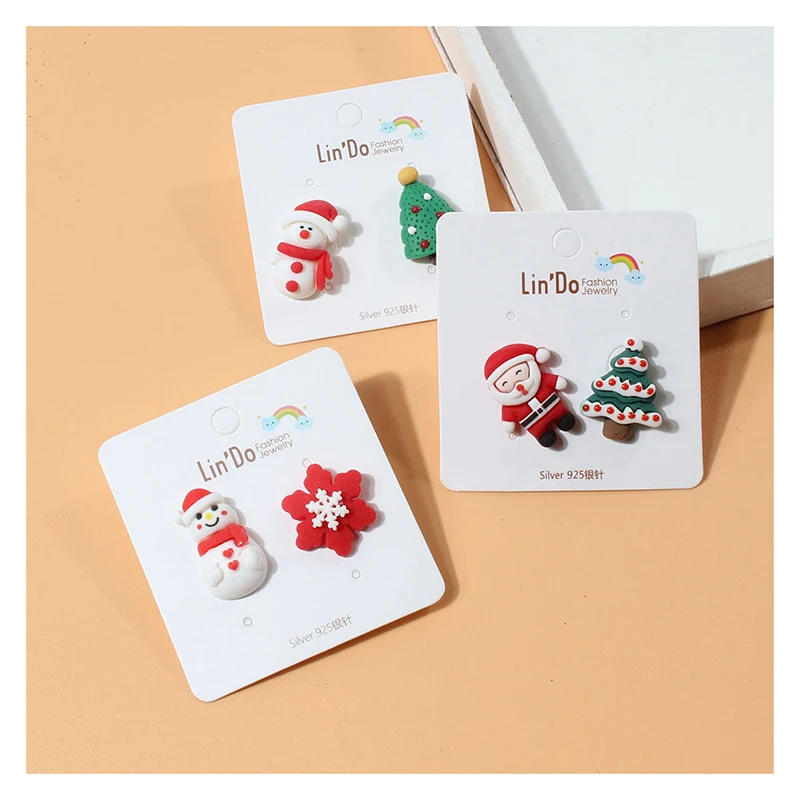 Christmas Gnome Earring Xmas Present Jewelry Holiday For Women New Polymer Clay Stud Earrings Minimalist Clay Christmas Earrings