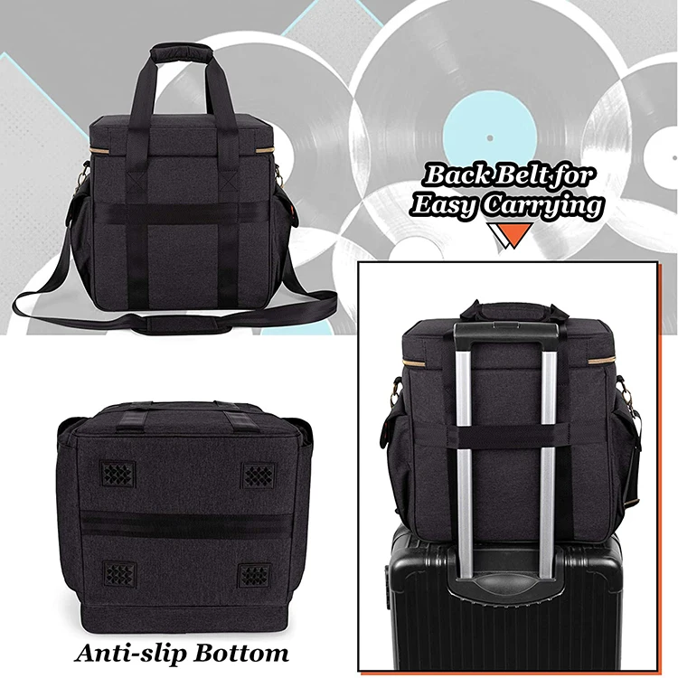 High Design Large Capacity Vinyl Record Storage Bag Albums Carrying Bag With Dividers