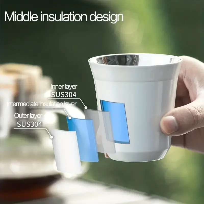 Portable 80ml Double Wall for Home Party Coffee Cup as Gift for Birthday Metal Espresso Cup for Coffee Mlik Juice