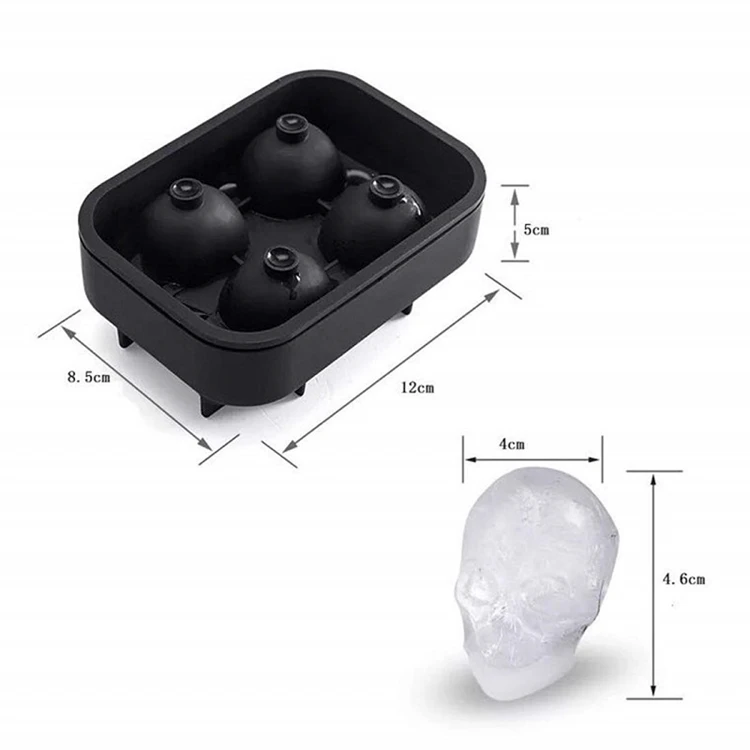 Hot Sale Size 12*8.5*5cm Silicone Skulls Ice Cube Mold for Ice Cream Tools