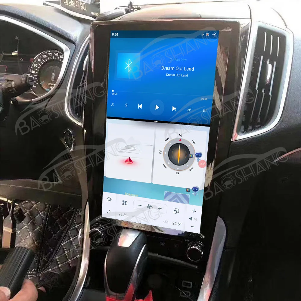 13.6' Carplay For Ford Edge 2015-2018 Manual Android 13 Stereo Multimedia Player GPS Navi Auto Wireless Blu-ray Quantum Screen