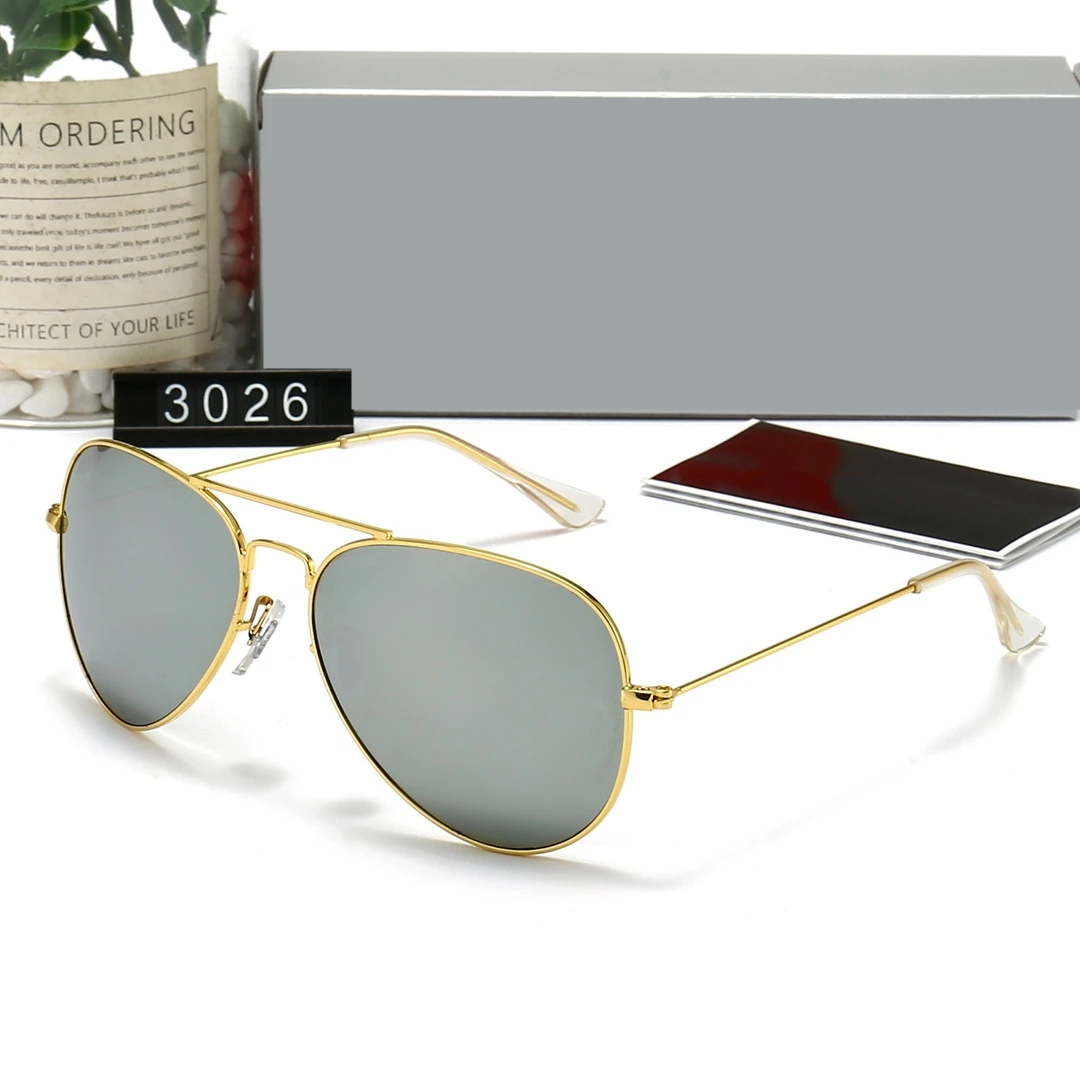 Custom Glass Lens 3026 62mm Metal Fashion Glasses Aviation Eyewear Shades Luxury Brand Designer Sunglasses for Men and Women
