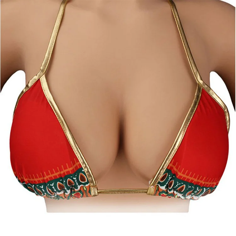 Crossdresser transgender transvestite with real breast fake boobs false vagina soft silicone full body suit with arm  C/E cup