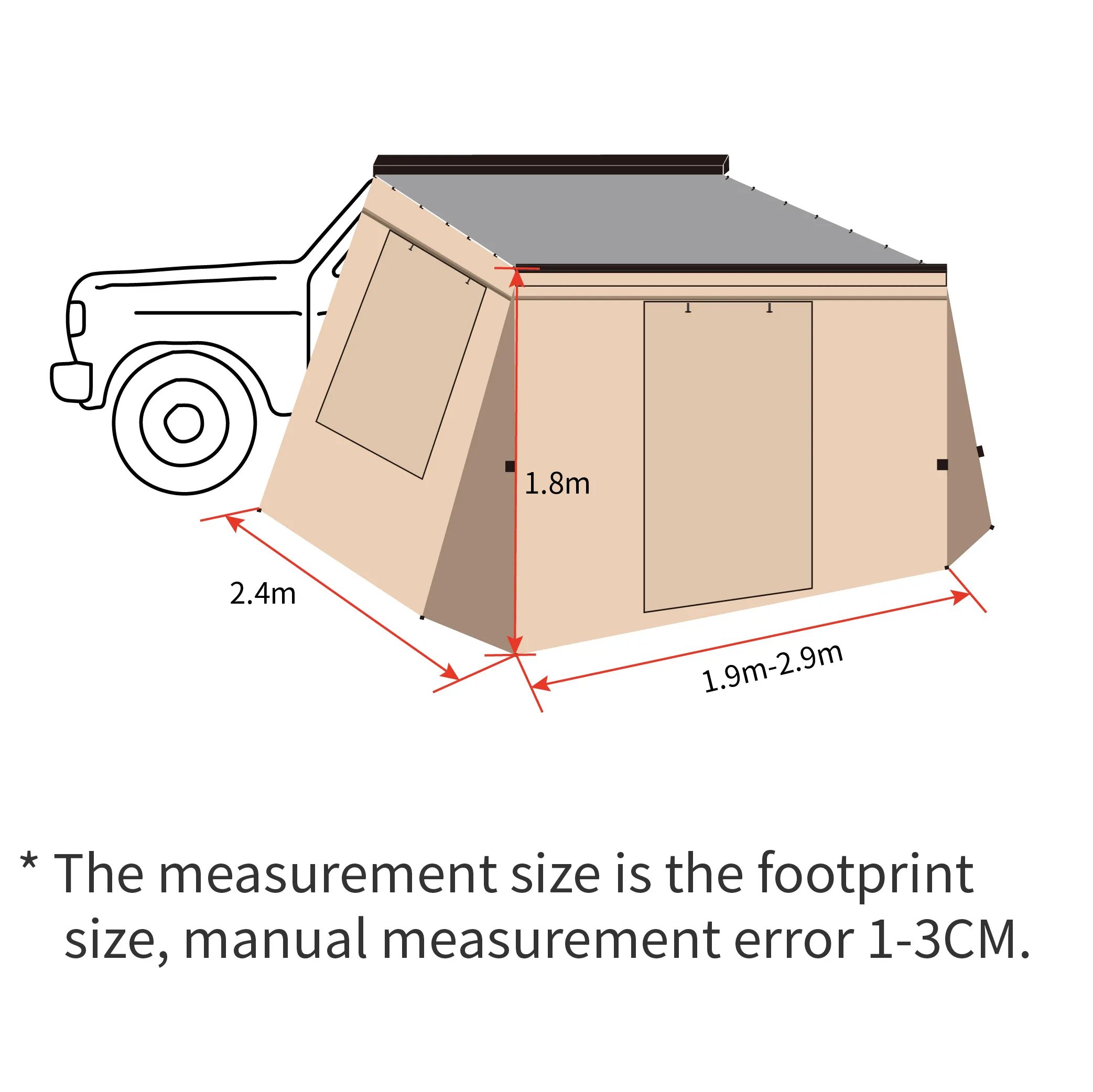 Yescampro car awning room car side awning roof rack top cover pull out tent for camper trailer